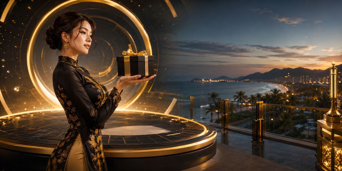 Người chơi trong trang phục áo dài truyền thống tại Đà Nẵng truy cập trò chơi trực tuyến ban đêm
